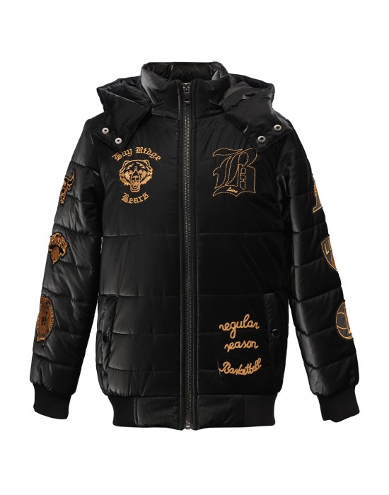 Boys Jacket Quilted Metallic Black